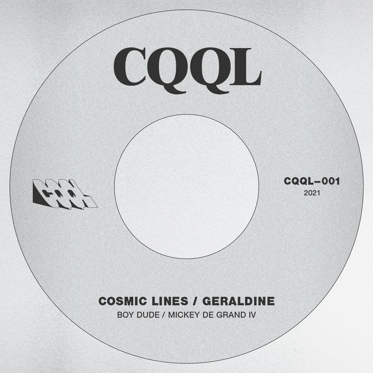 CQQL record label with track information on a gray background