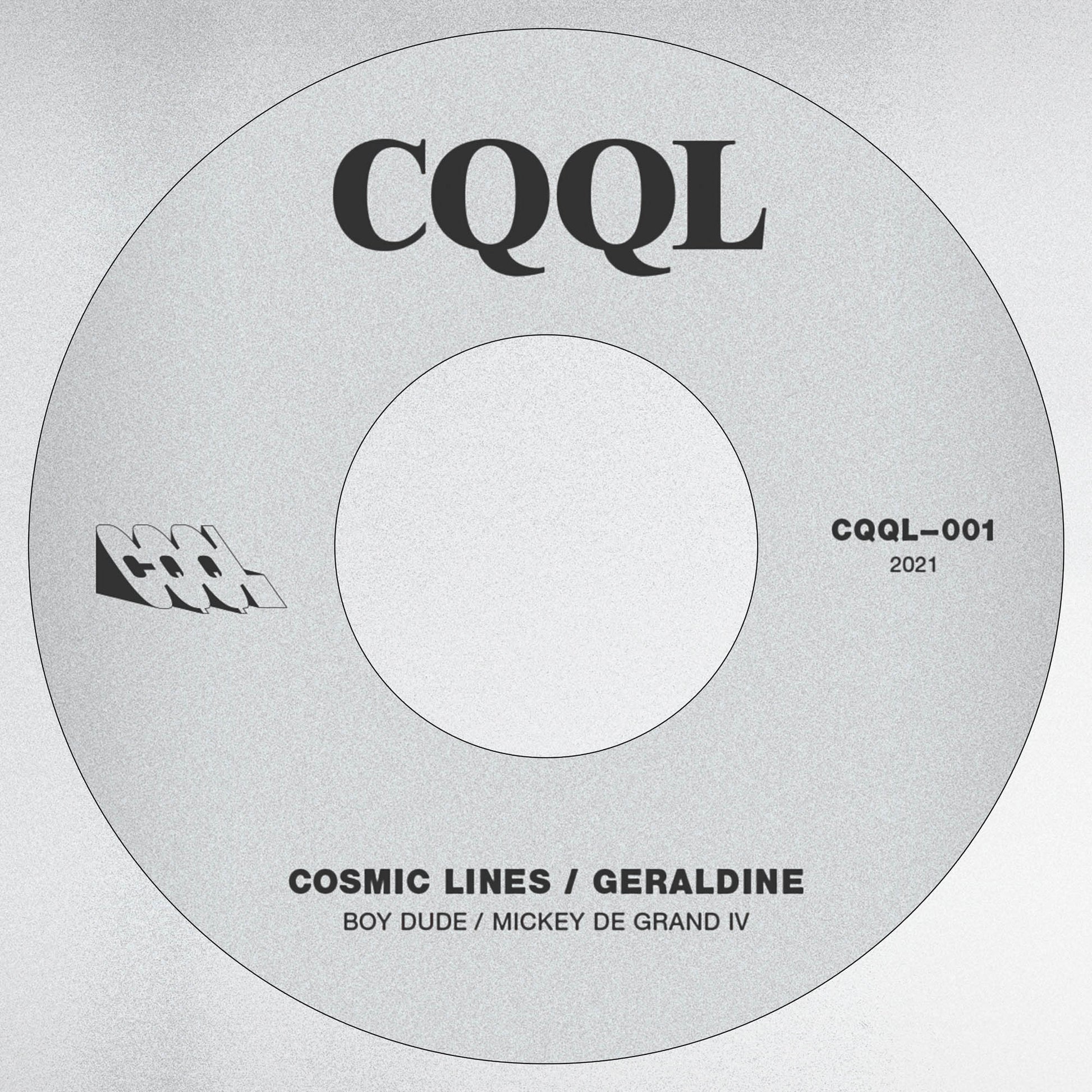 CQQL record label with track information on a gray background