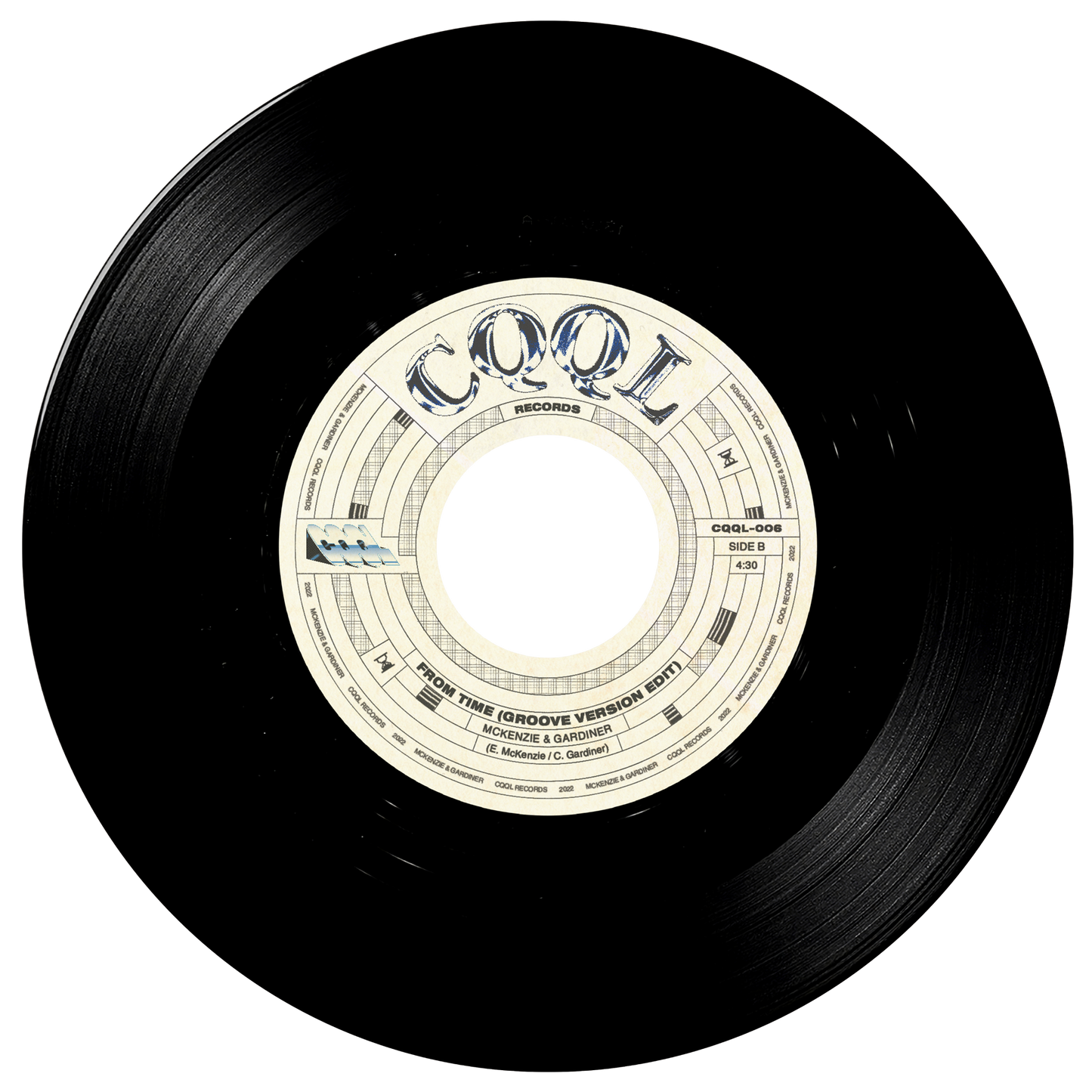 Vinyl record with a white label on a white background