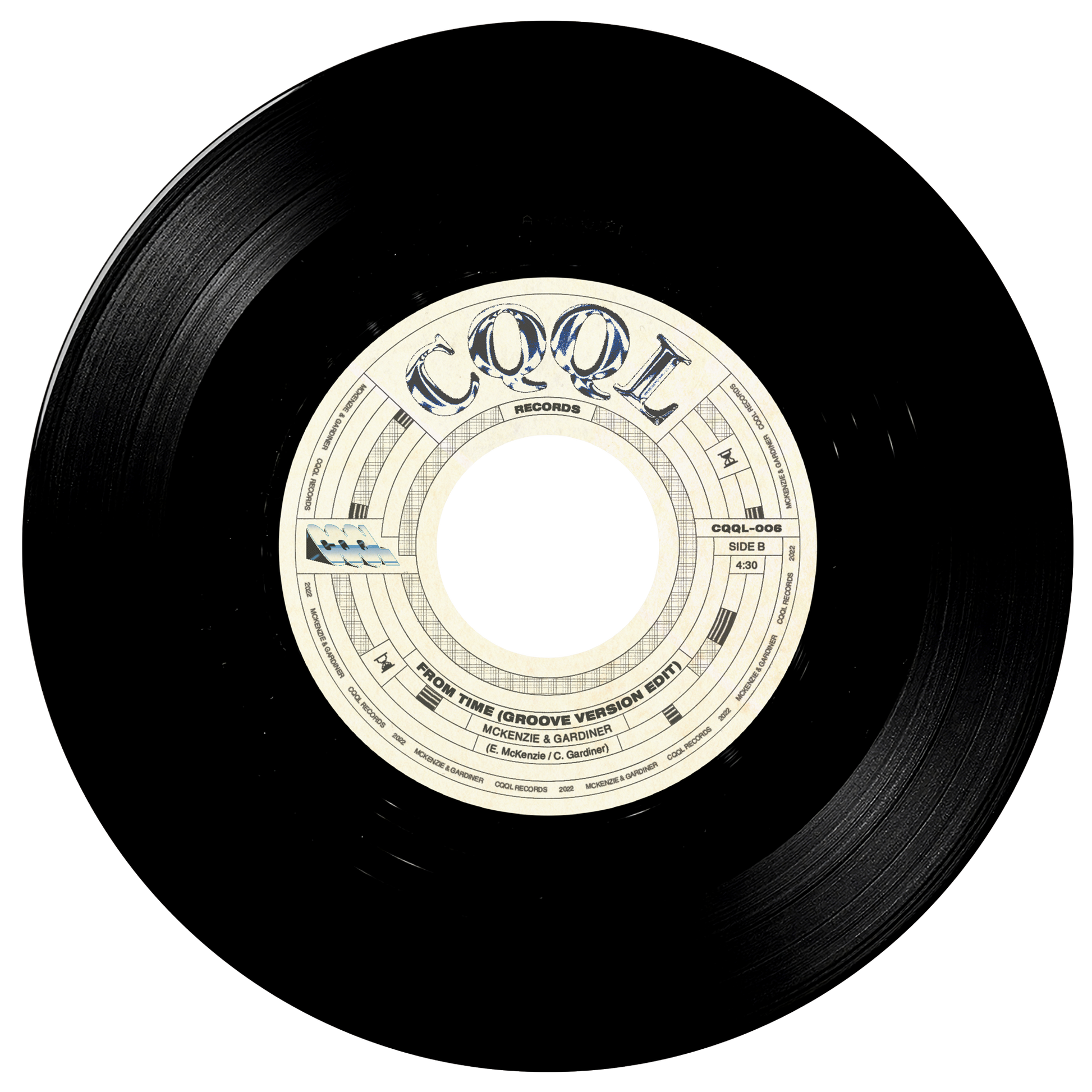 Vinyl record with a white label on a white background