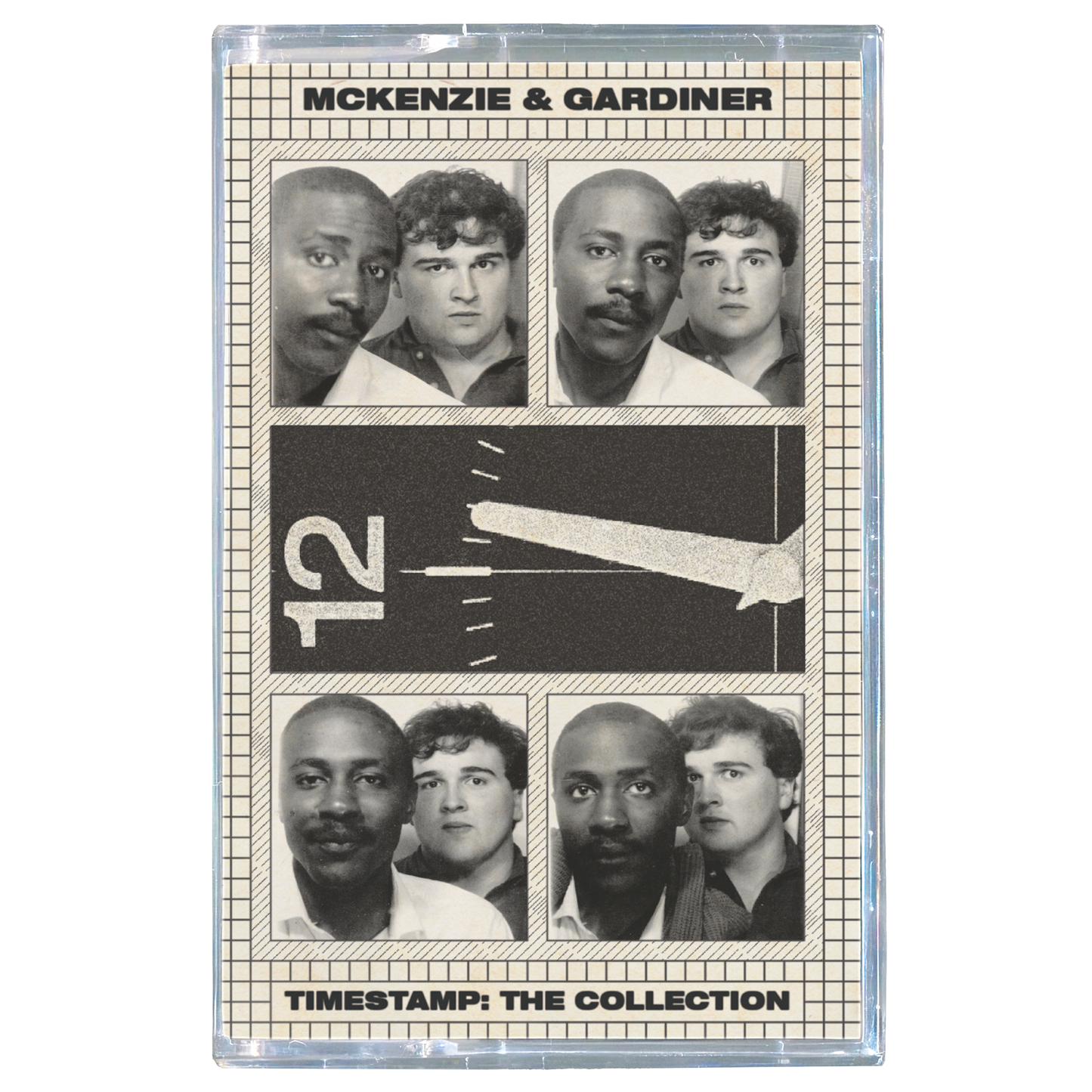 Cassette tape cover with portraits and text 'McKenzie & Gardiner' and 'TIMESTAMP: THE COLLECTION'.