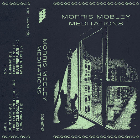 Album cover for 'Morris Mobley Meditations' with a guitar and window view.