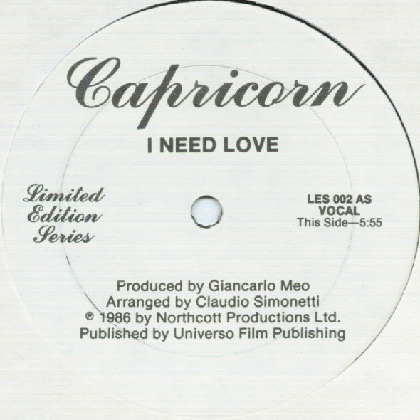 Capricorn - I Need Love - Reissue