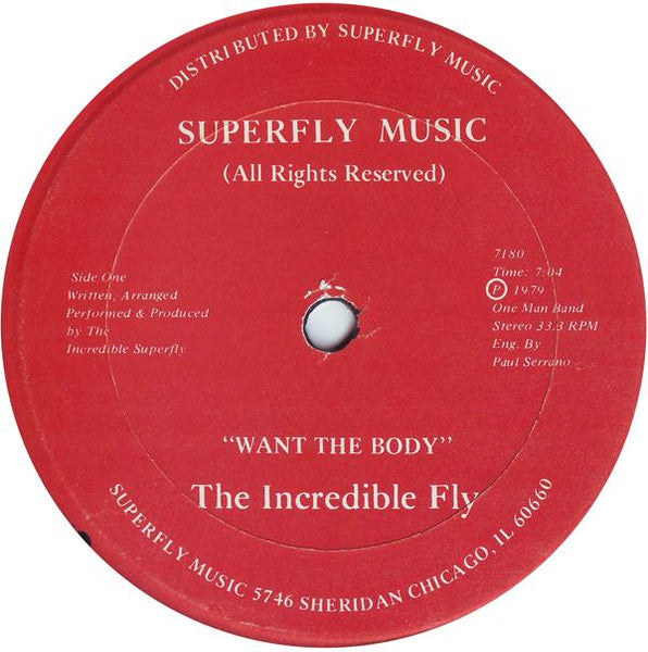 Red record label with 'Superfly Music' branding and text