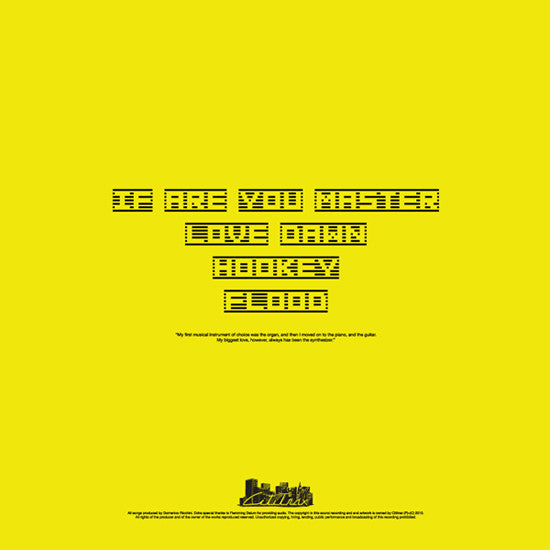 Yellow album cover with black text and a small logo at the bottom.