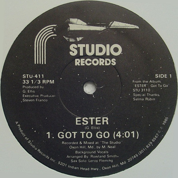 Record label for 'Ester' by Studio Records with text and track listing.