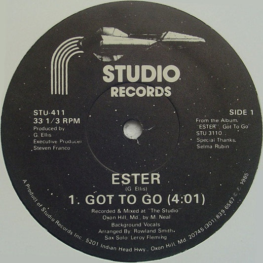 Record label for 'Ester' by Studio Records with text and track listing.